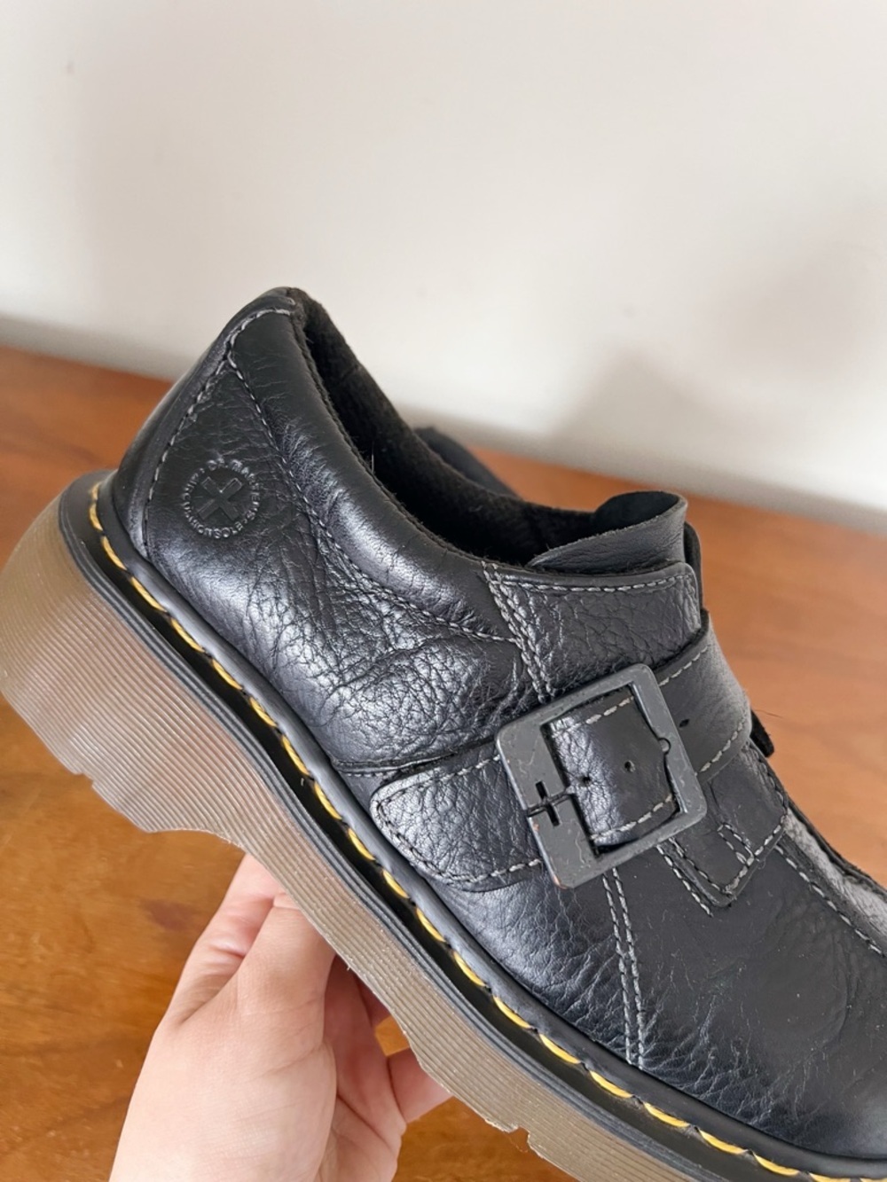 Dr Martens • vintage 12282 platform shoes black leather monk strap chunky - Picture 6 of 10